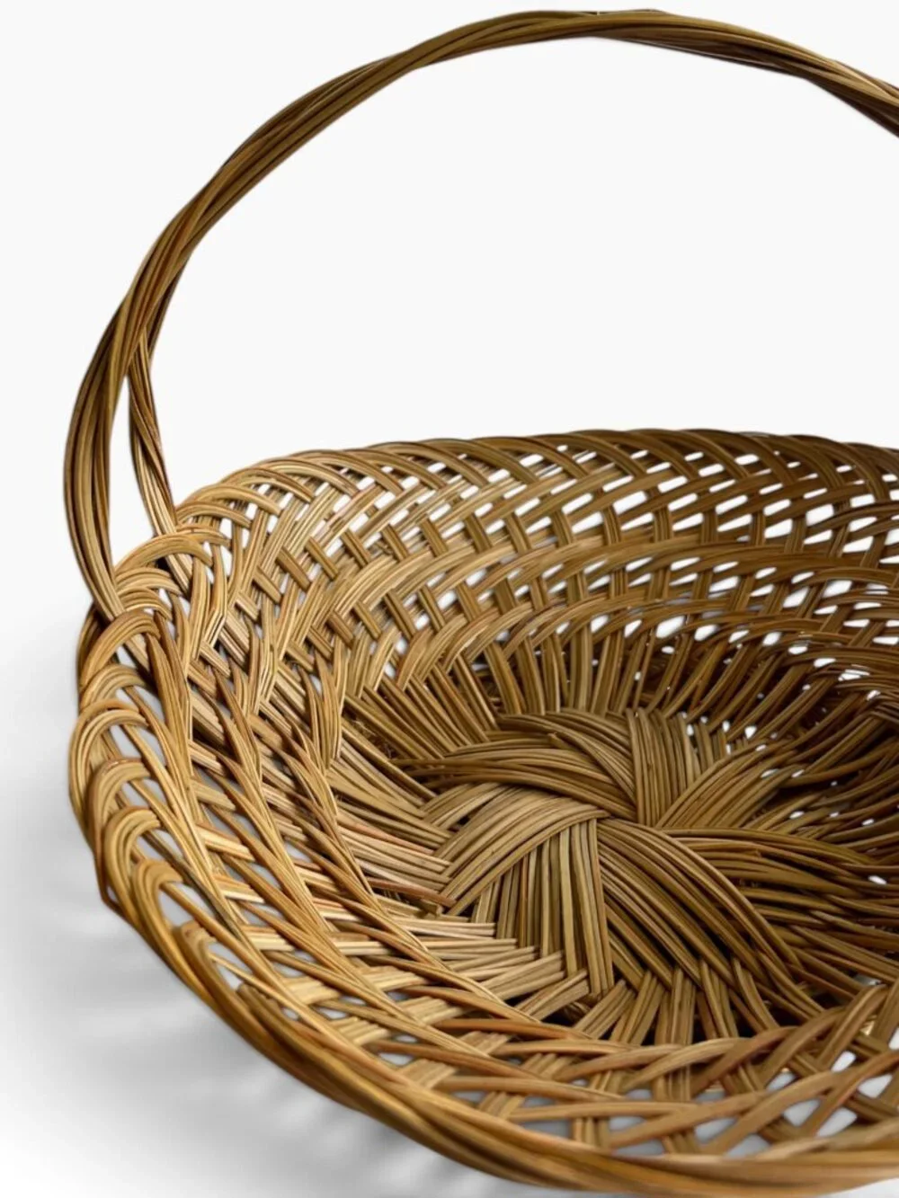 Handwoven Wicker Basket with Braided Double Handles
